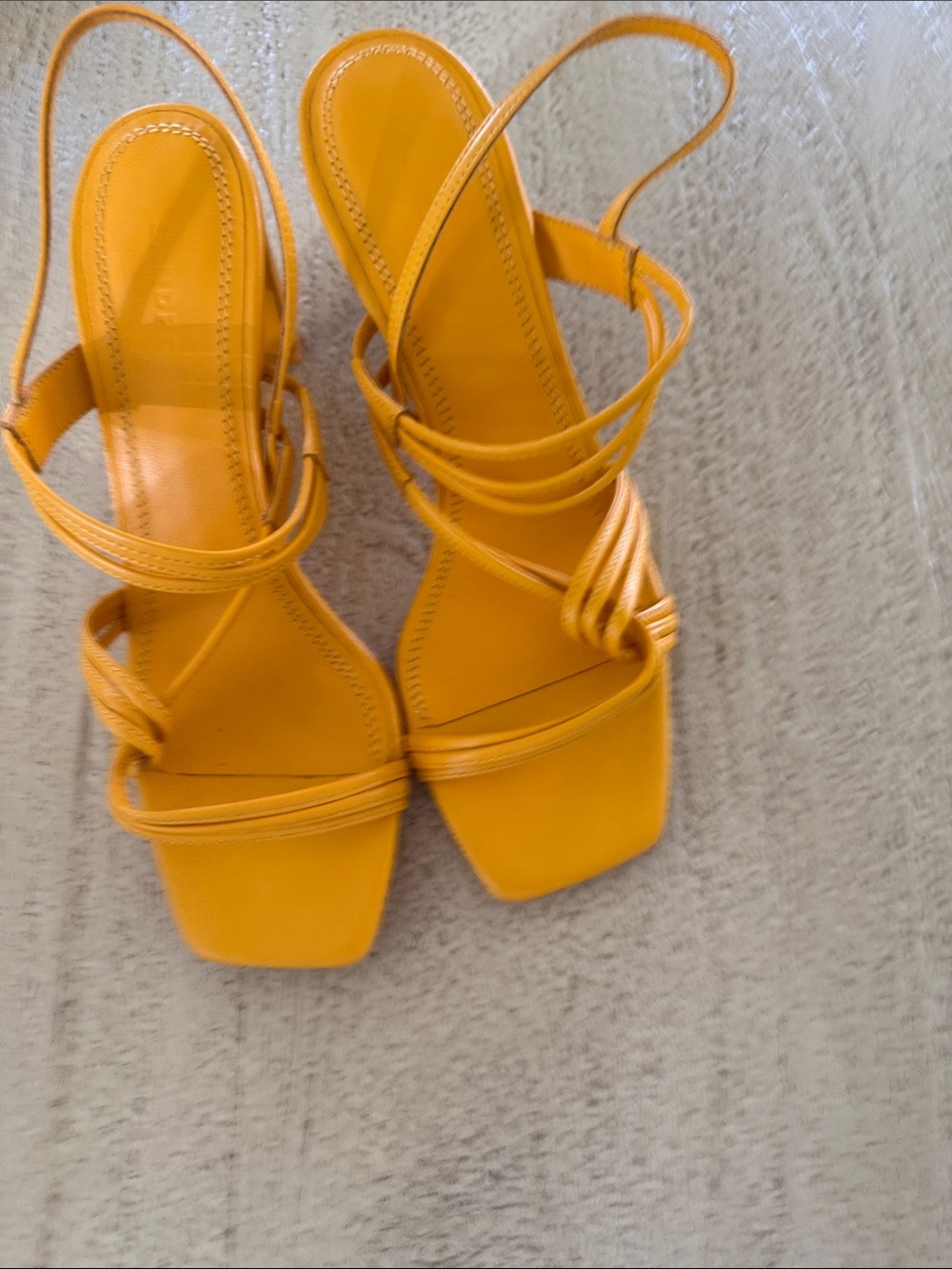 Sandro Strappy Slingback Heels in Mustard Yellow